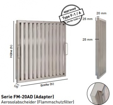 Flame protection filters MF3-20A-500x400