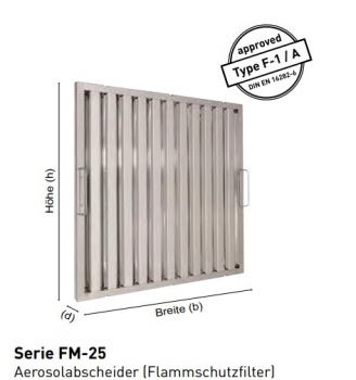 Flame protection filter made of stainless steel MF3-25A-500x400